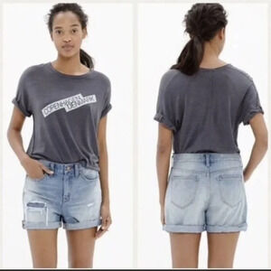 MADEWELL sz. 25 Denim Boyshorts Rip and Repair Edition Jean Shorts Distressed